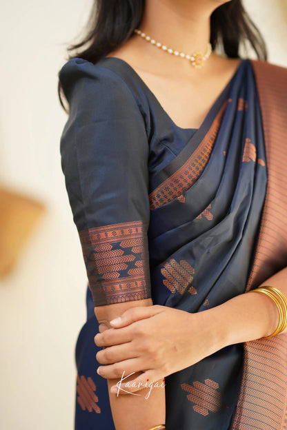 Sita - Dark Greyish Blue Semi Silk Saree Sarees