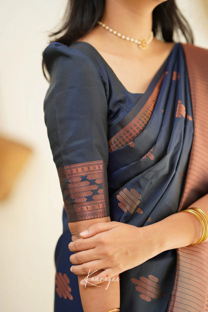 Sita - Dark Greyish Blue Semi Silk Saree Sarees