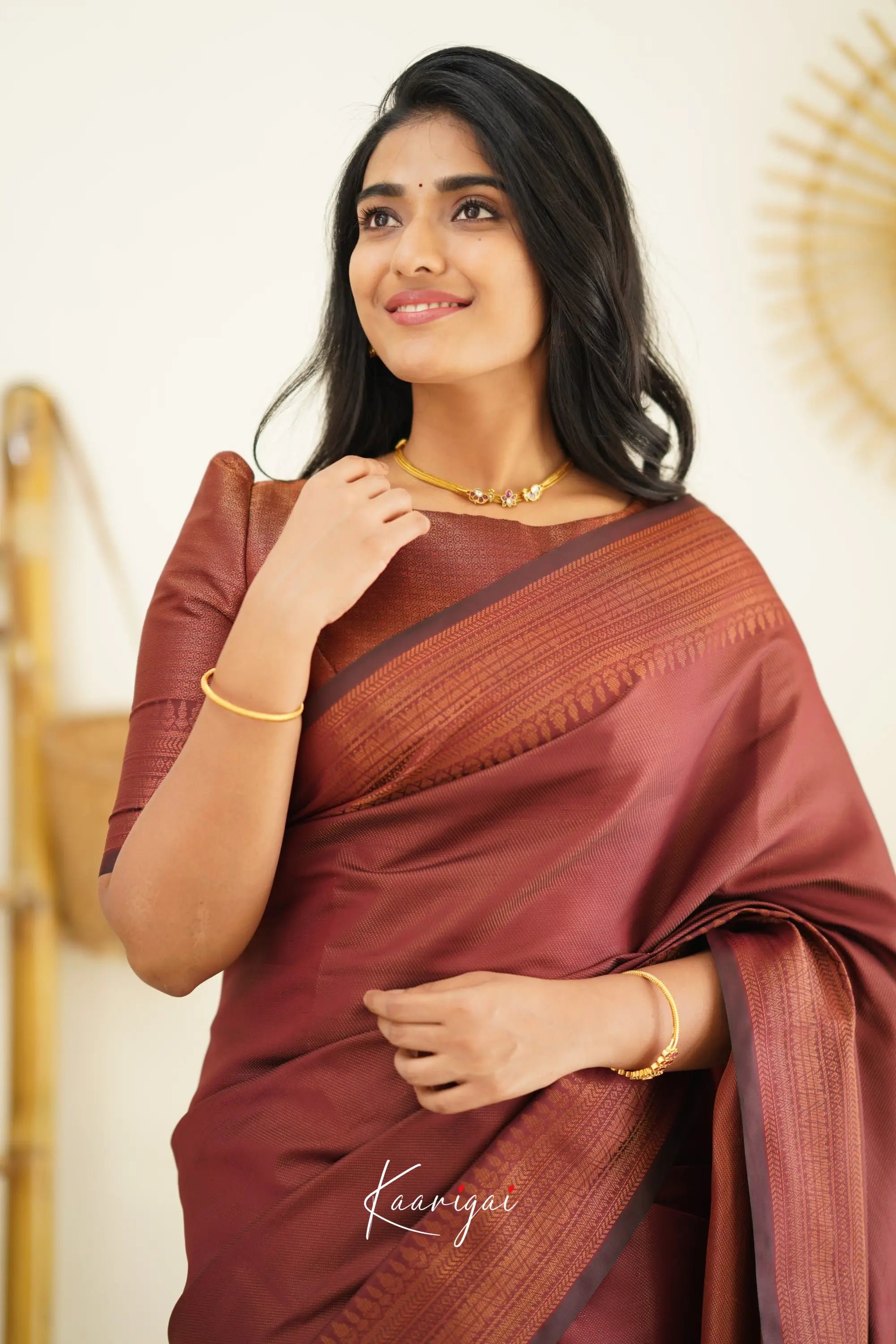 Sita - Dark Maroon Semi Silk Saree Sarees