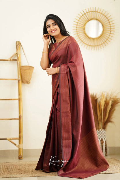 Sita - Dark Maroon Semi Silk Saree Sarees