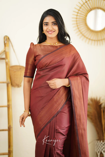 Sita - Dark Maroon Semi Silk Saree Sarees