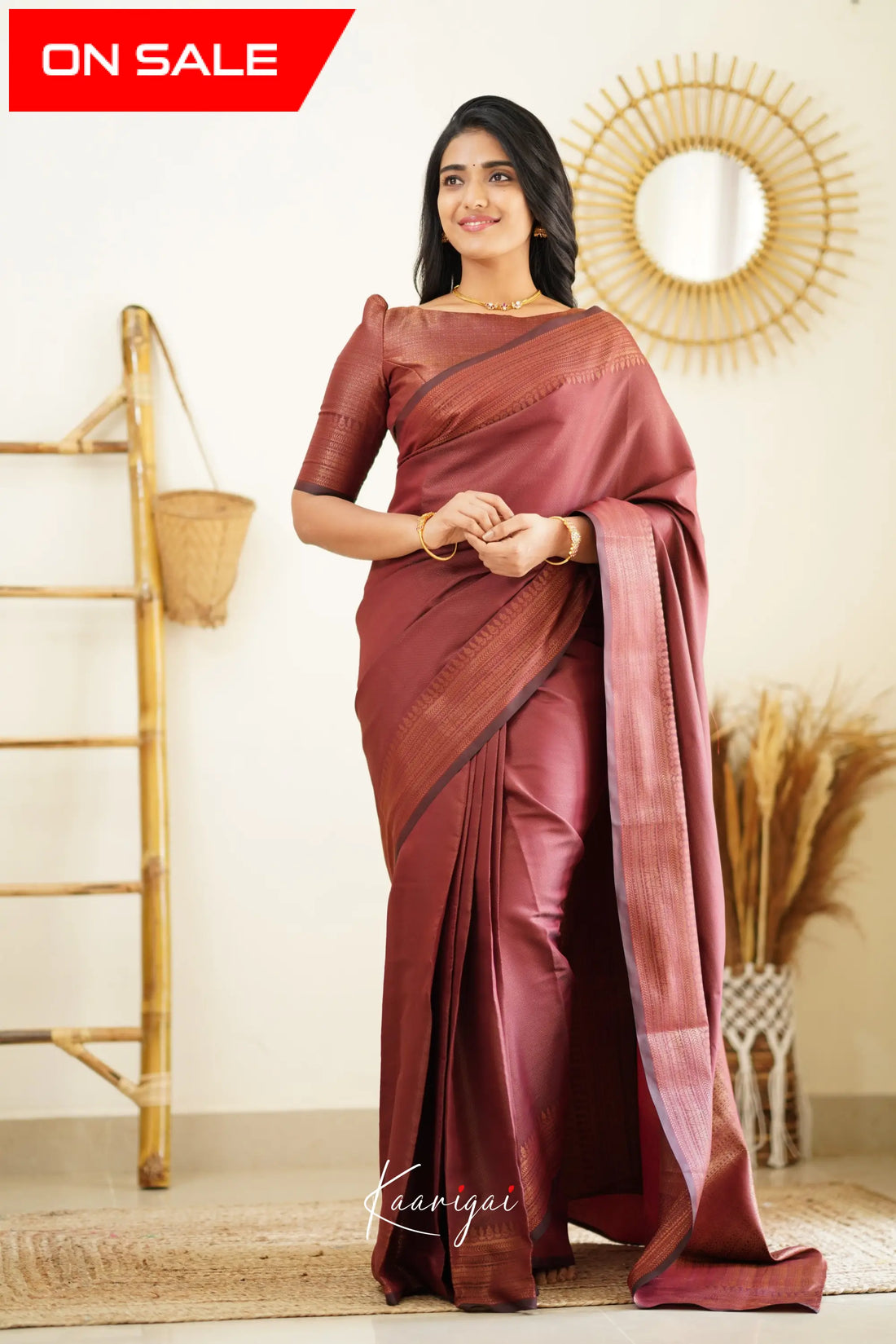 Sita - Dark Maroon Semi Silk Saree Sarees