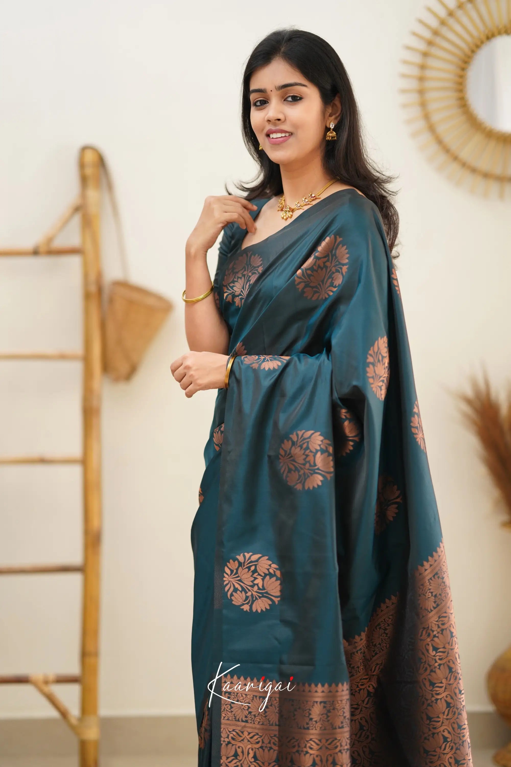 Sita - Dark Peacock Blue Semi Silk Saree Sarees