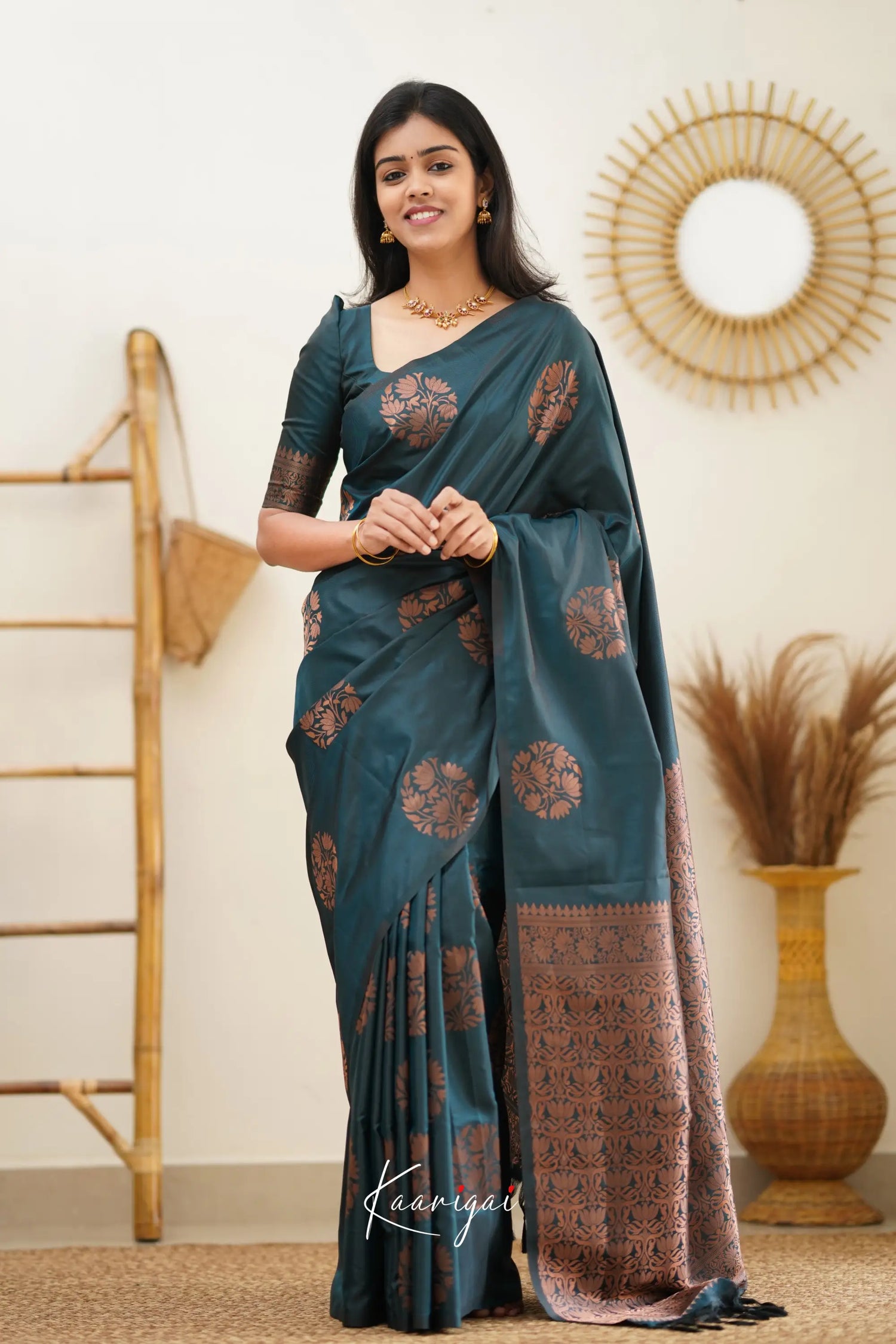 Sita - Dark Peacock Blue Semi Silk Saree Sarees