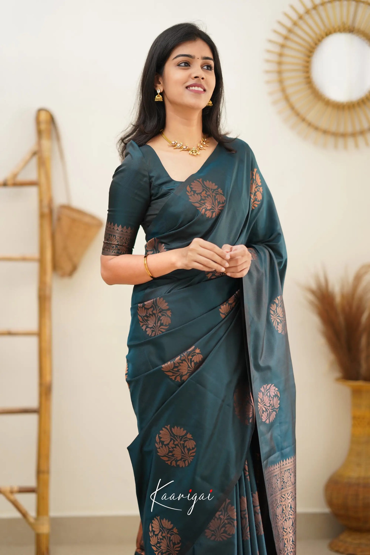 Sita - Dark Peacock Blue Semi Silk Saree Sarees