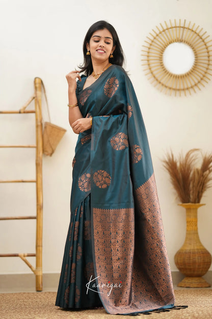 Sita - Dark Peacock Blue Semi Silk Saree Sarees