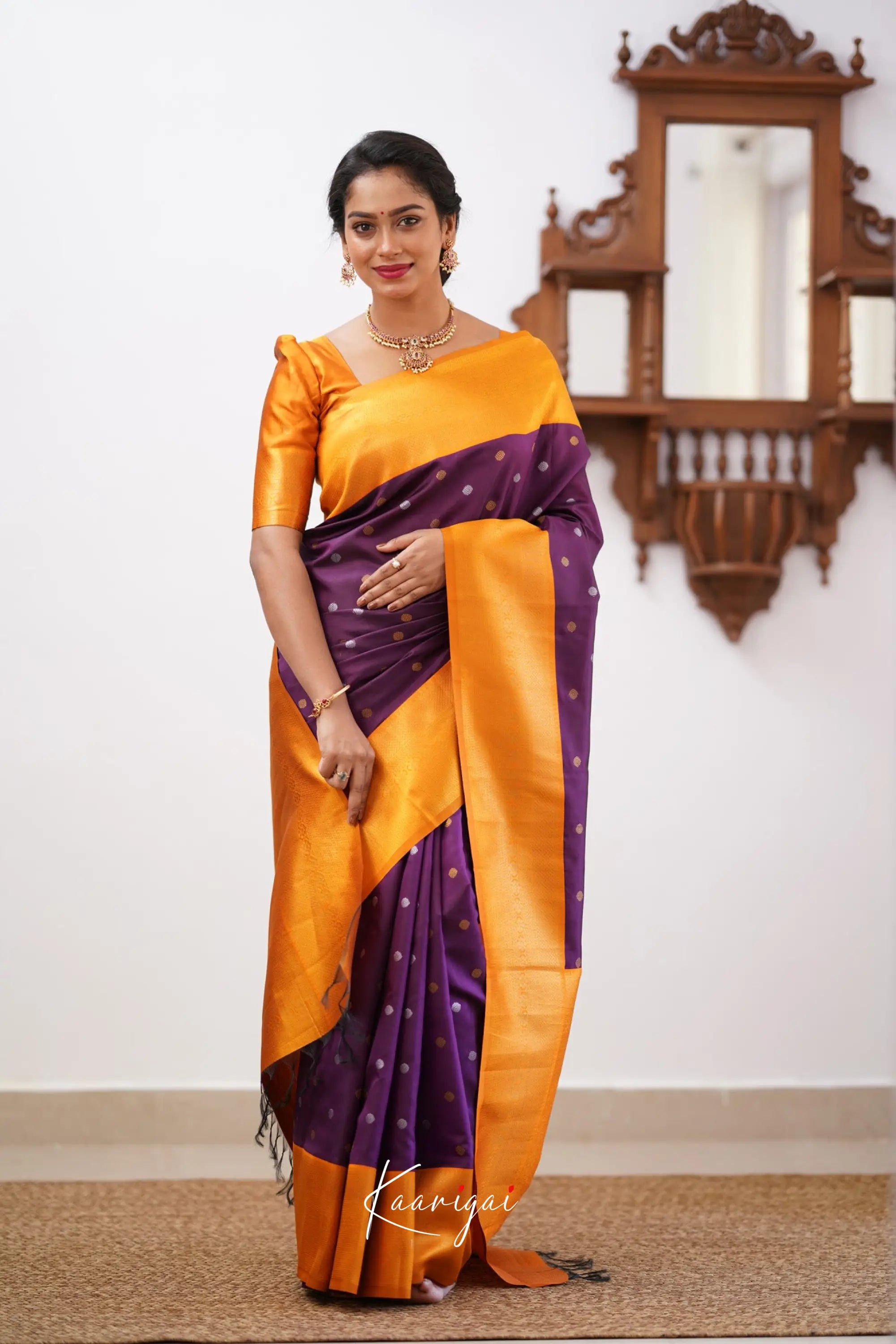 Sita - Dark Purple Semi Silk Saree Sarees