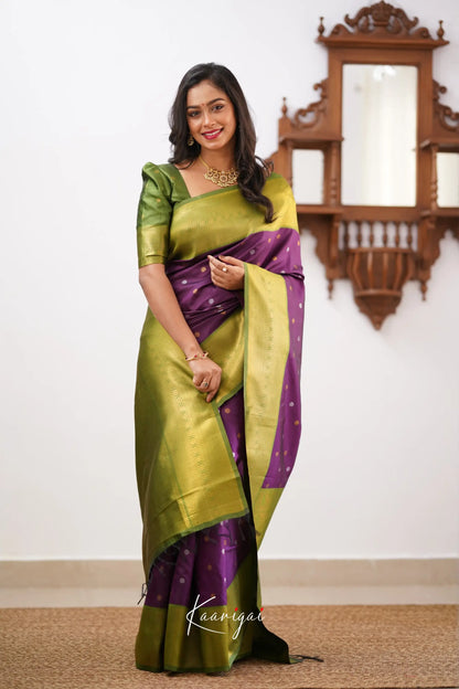 Sita - Dark Purple Semi Silk Saree Sarees