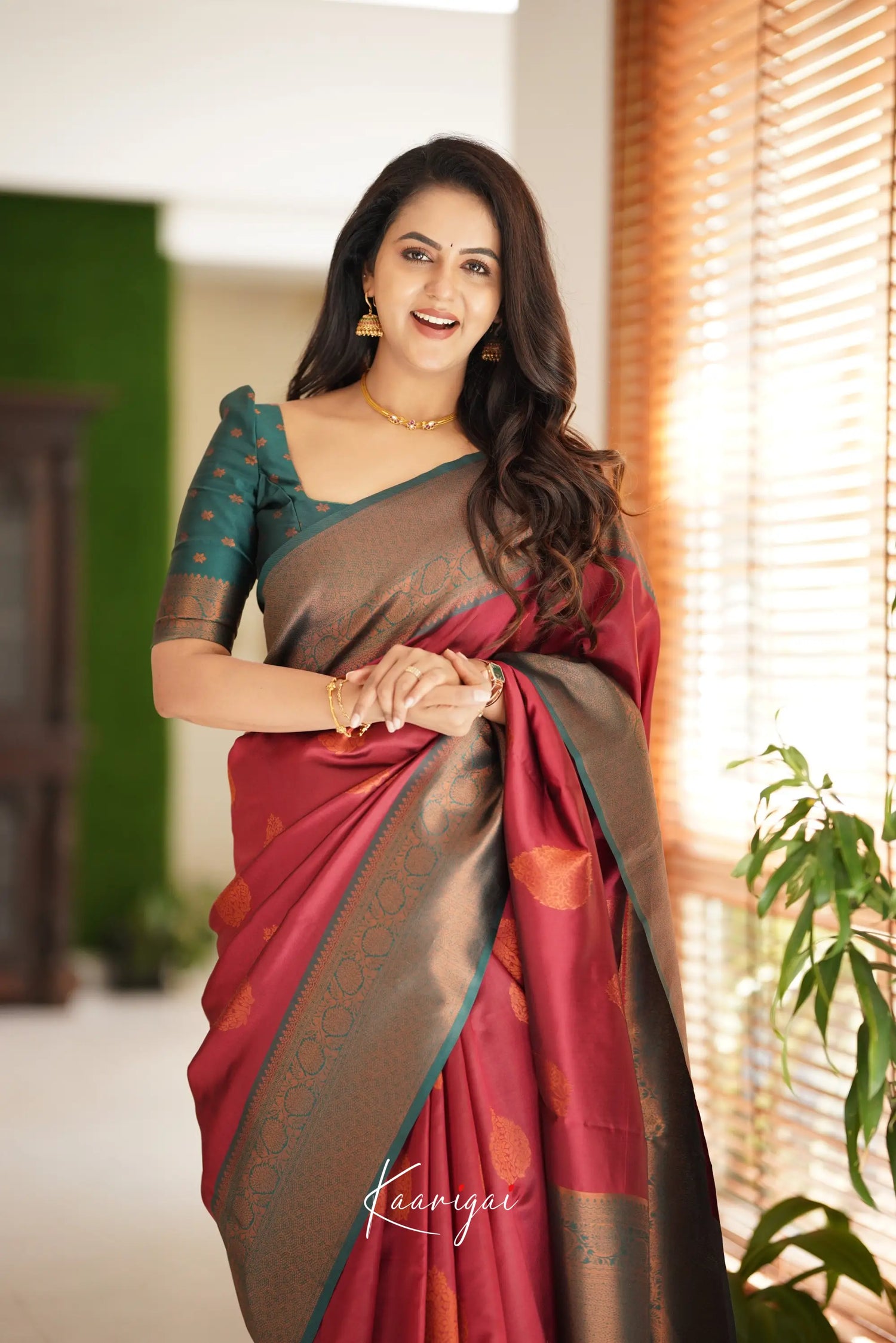 Sita - Dark Red Semi Silk Saree Sarees