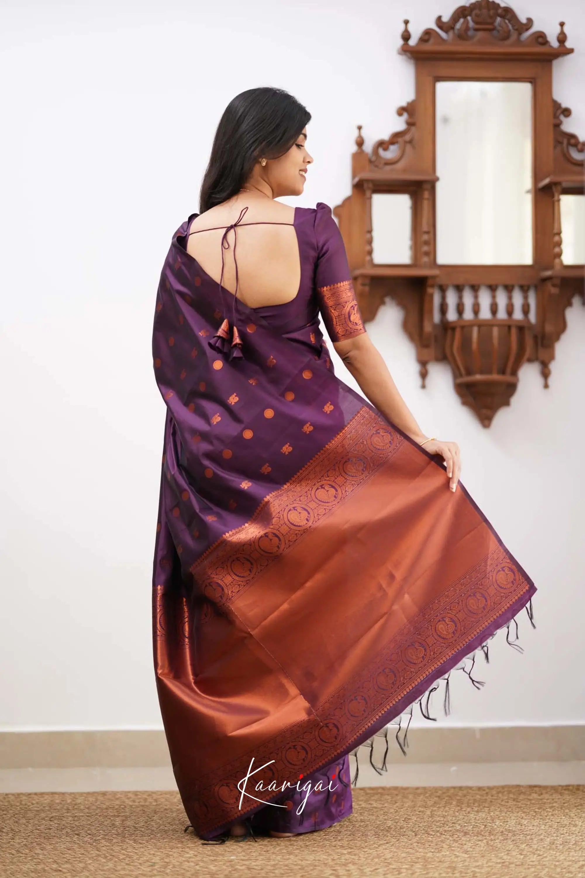 Sita- Deep Purple Semi Silk Saree Sarees