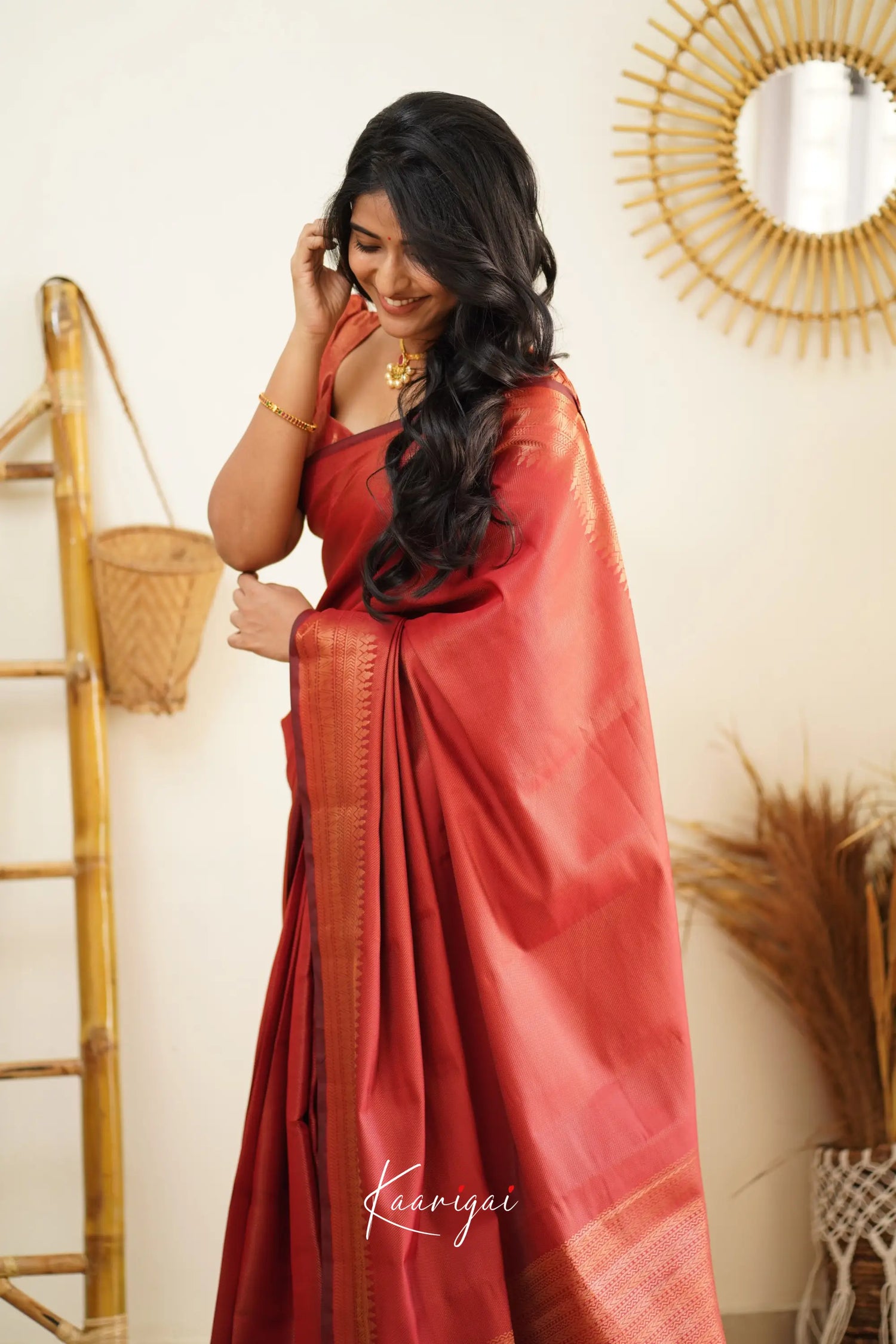 Sita - Deep Red Semi Silk Saree Sarees