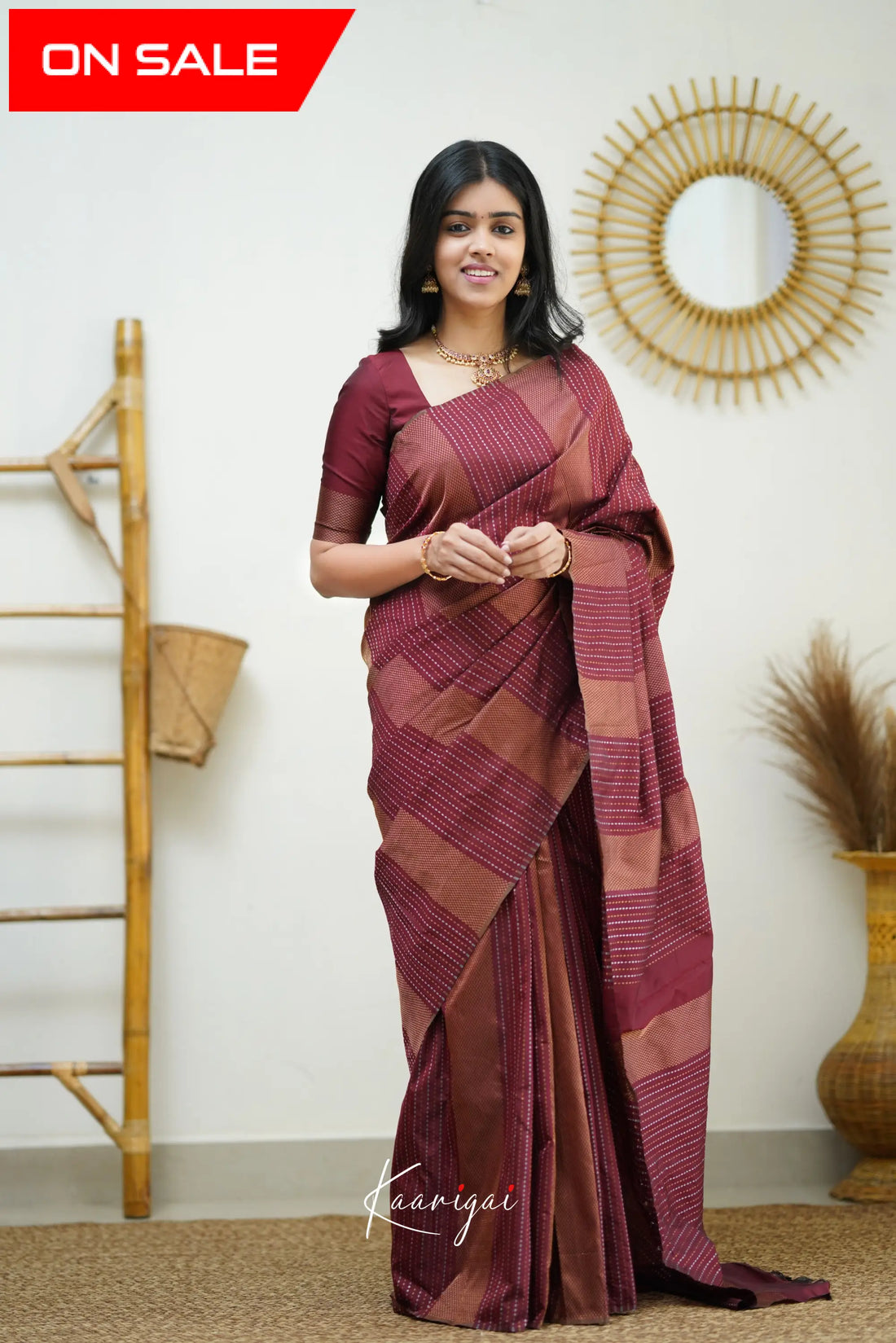 Sita - Maroon Semi Silk Saree Sarees