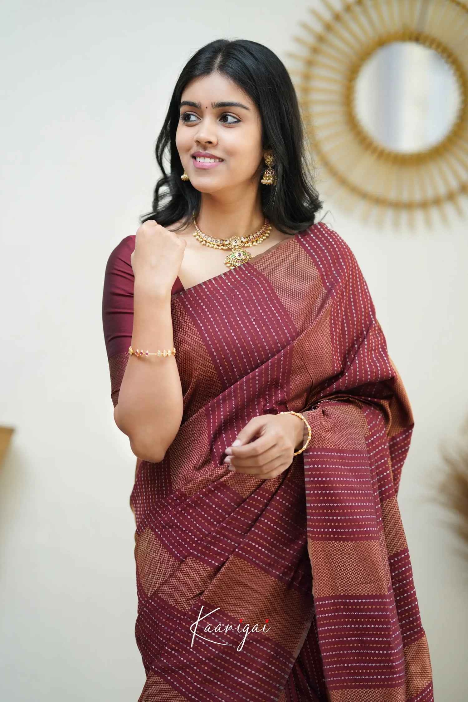 Sita - Maroon Semi Silk Saree Sarees