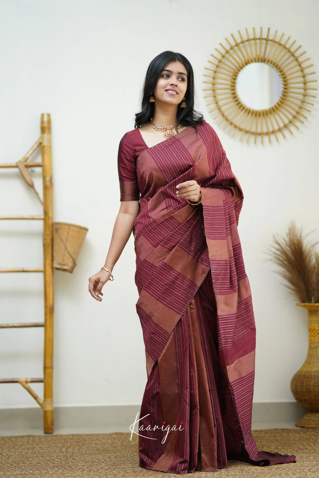 Sita - Maroon Semi Silk Saree Sarees