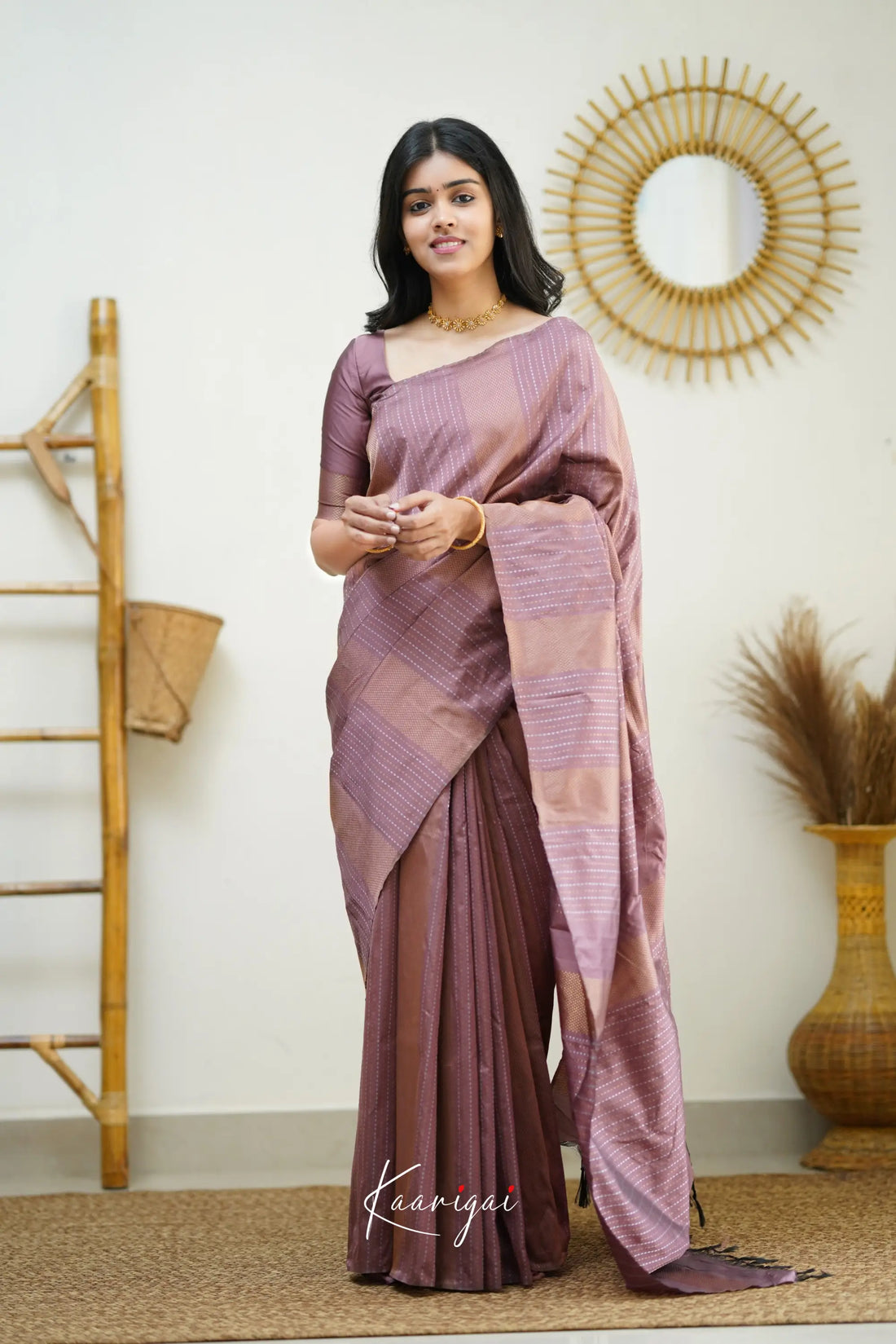 Sita - Mauve Brown Semi Silk Saree Sarees
