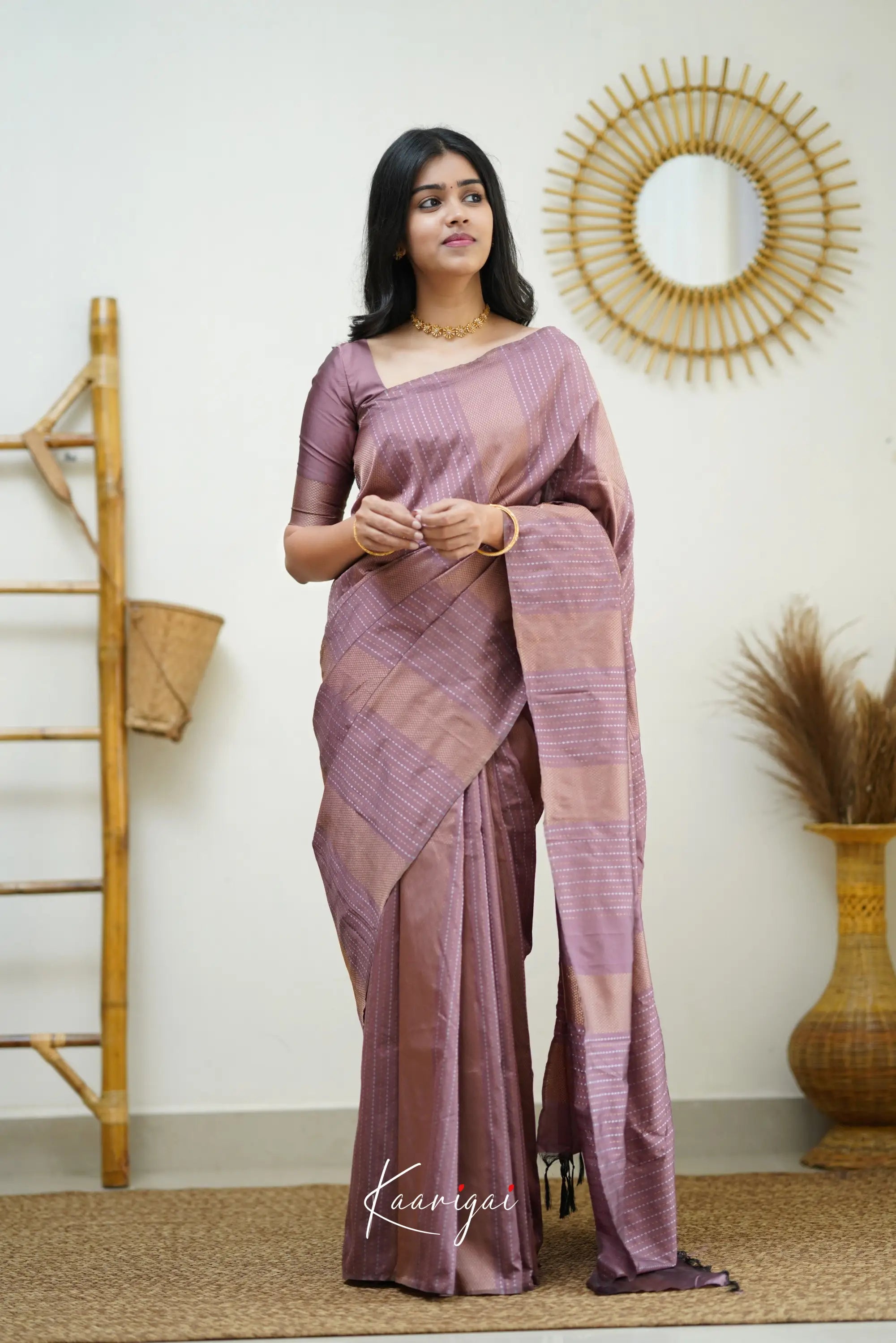 Sita - Mauve Brown Semi Silk Saree Sarees