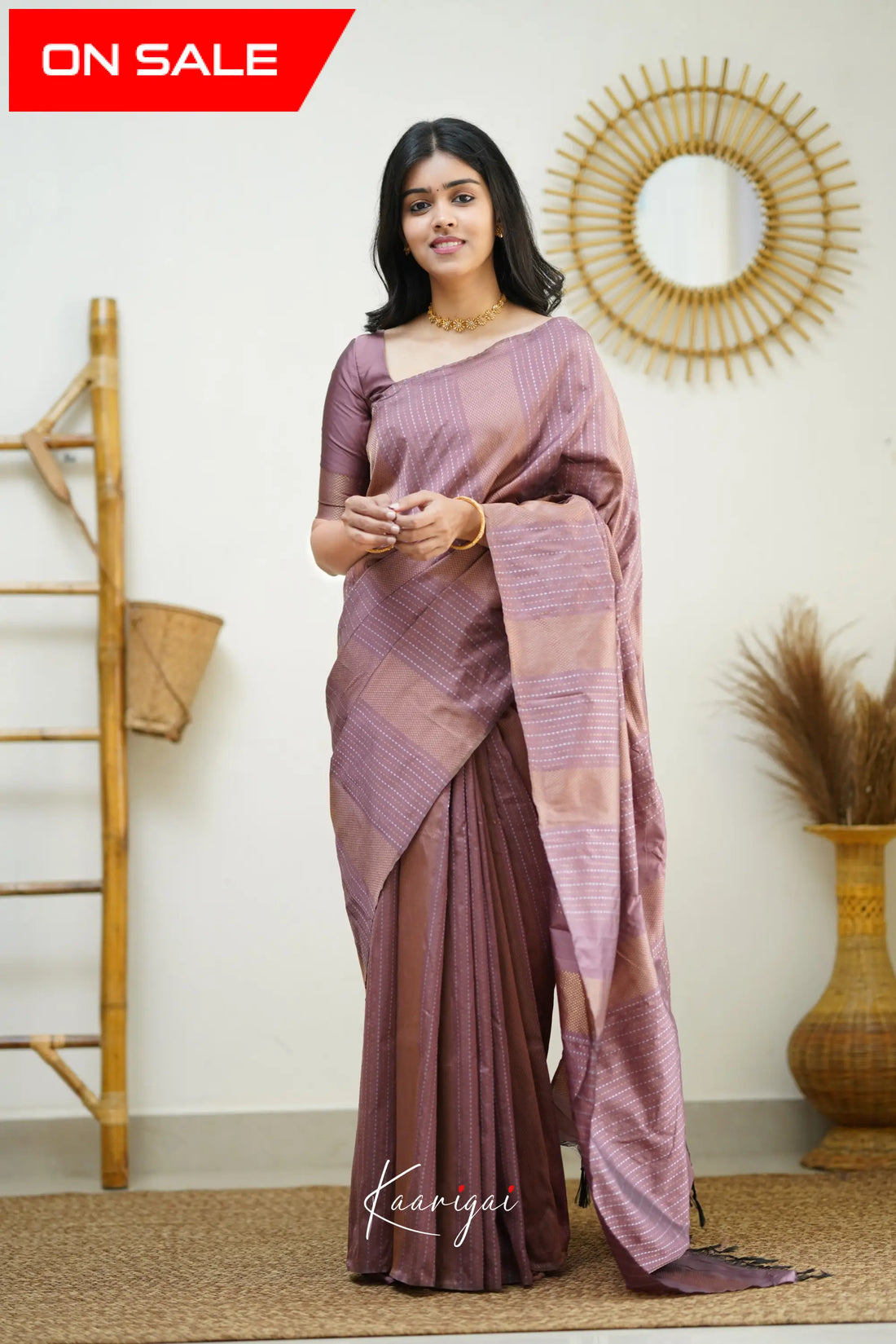 Sita - Mauve Brown Semi Silk Saree Sarees