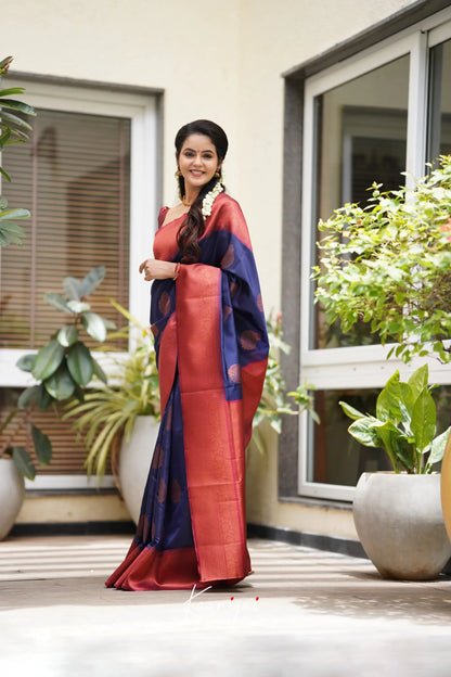 Sita - Navy Blue Semi Silk Saree Sarees