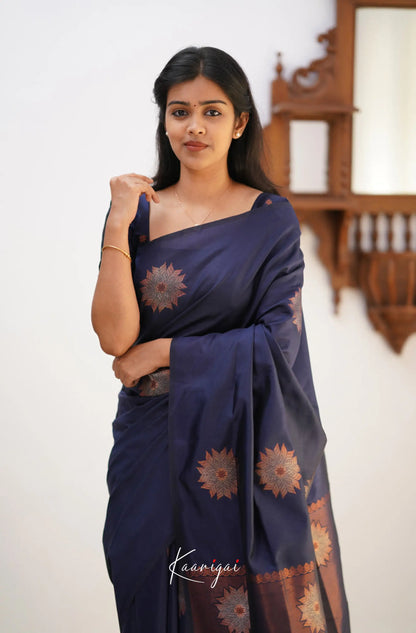 Sita - Navy Blue Semi Silk Saree Sarees