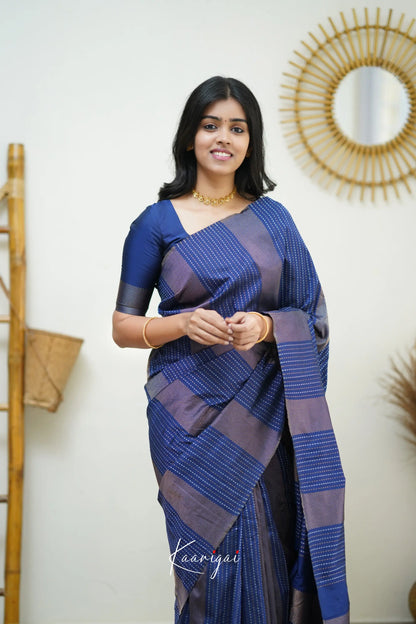 Sita - Navy Blue Semi Silk Saree Sarees