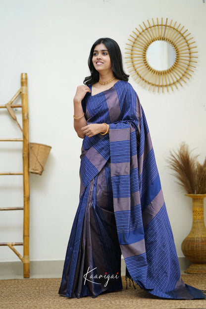 Sita - Navy Blue Semi Silk Saree Sarees