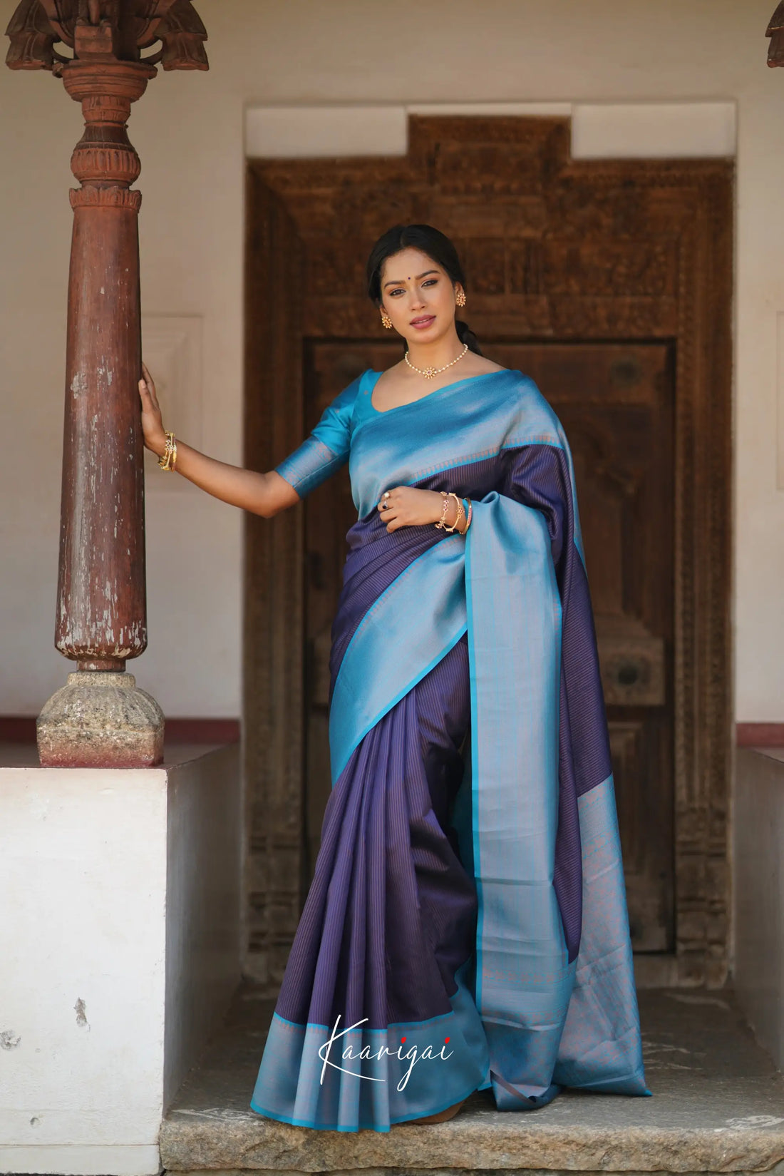 Sita - Navy Blue Semi Silk Saree Sarees