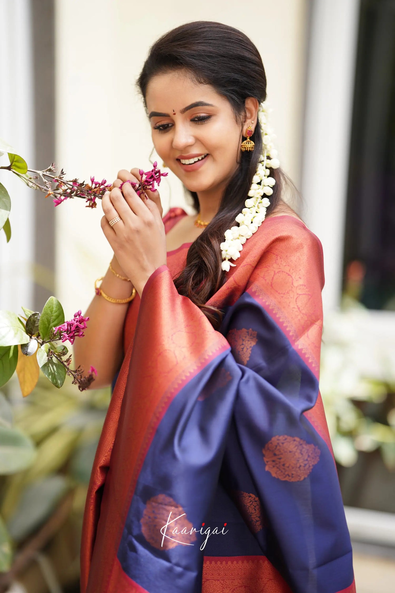 Sita - Navy Blue Semi Silk Saree Sarees