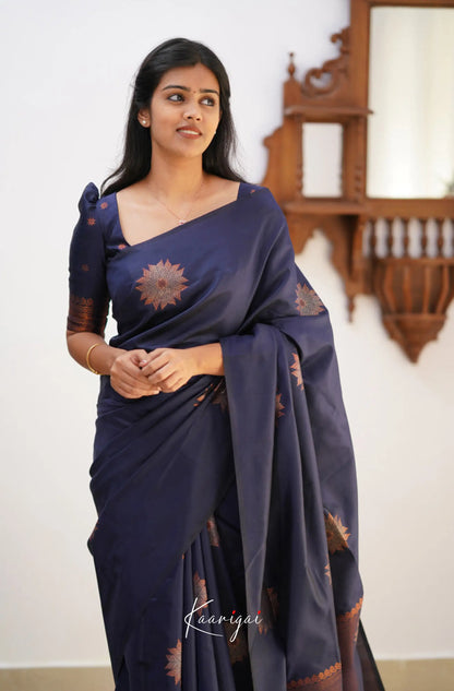 Sita - Navy Blue Semi Silk Saree Sarees