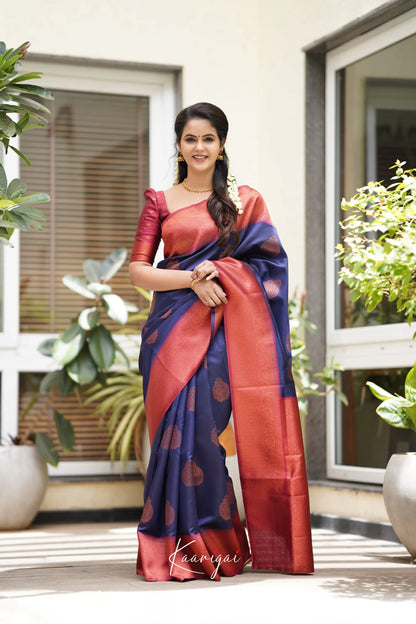 Sita - Navy Blue Semi Silk Saree Sarees