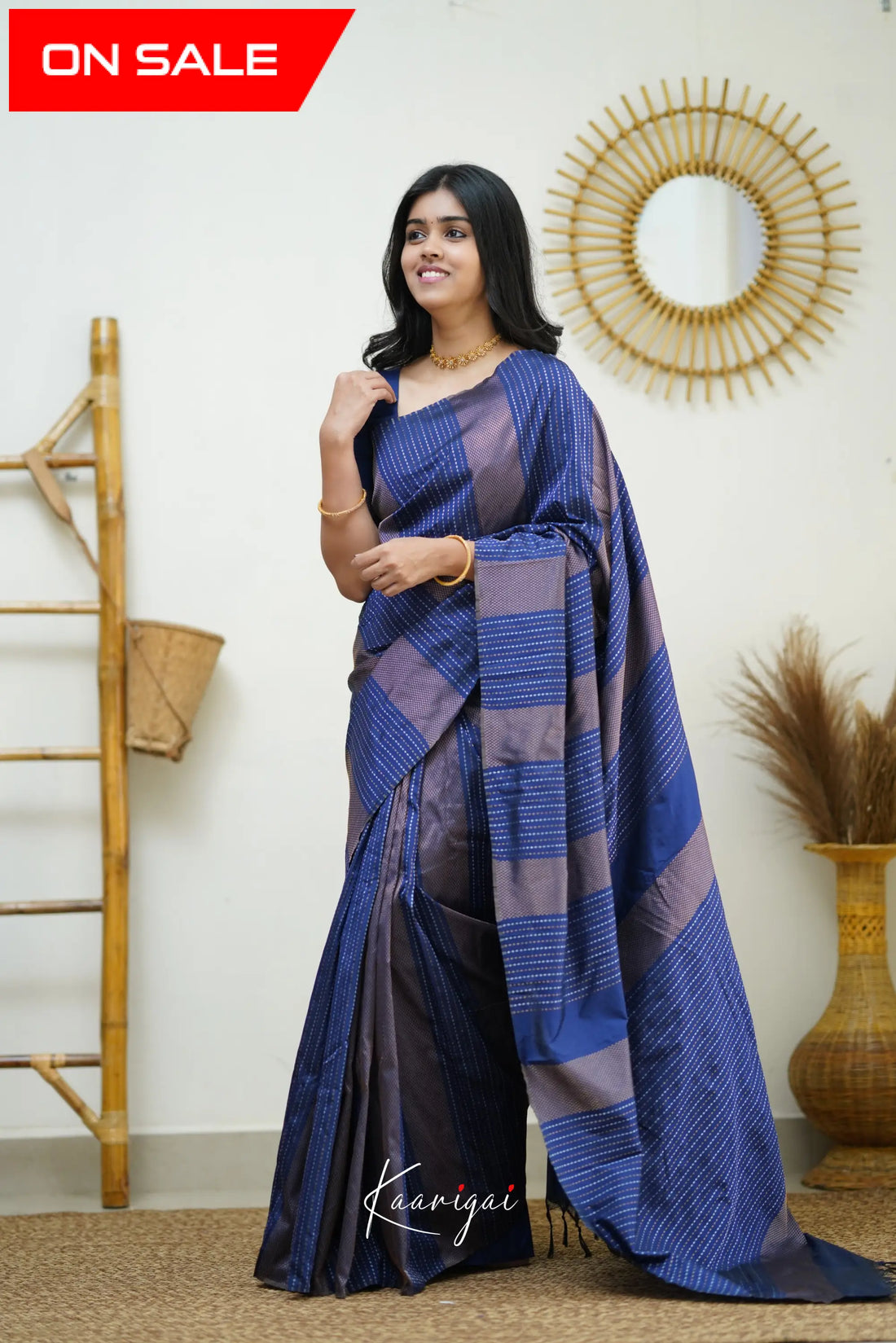 Sita - Navy Blue Semi Silk Saree Sarees