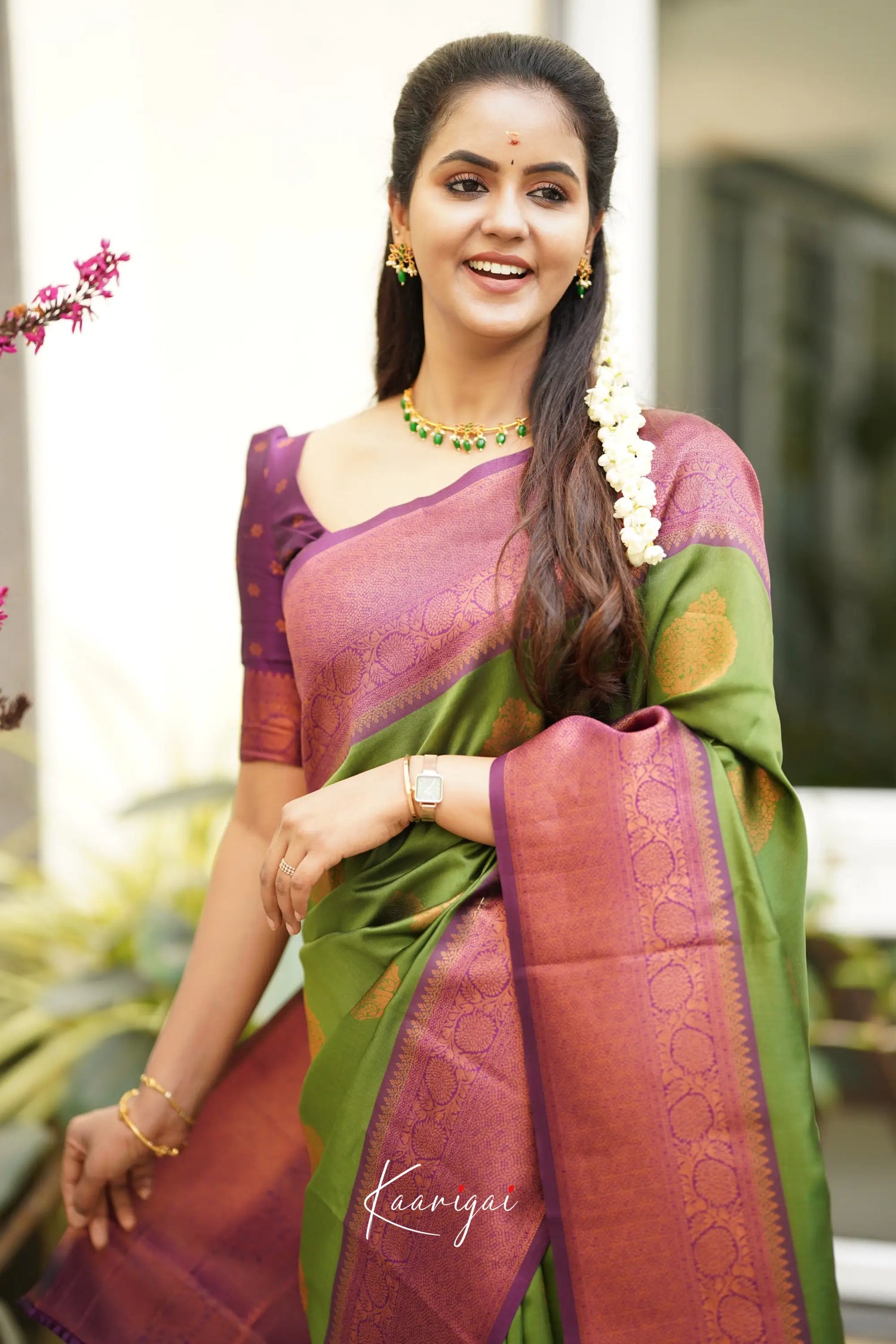 Sita - Parrot Green Semi Silk Saree Sarees