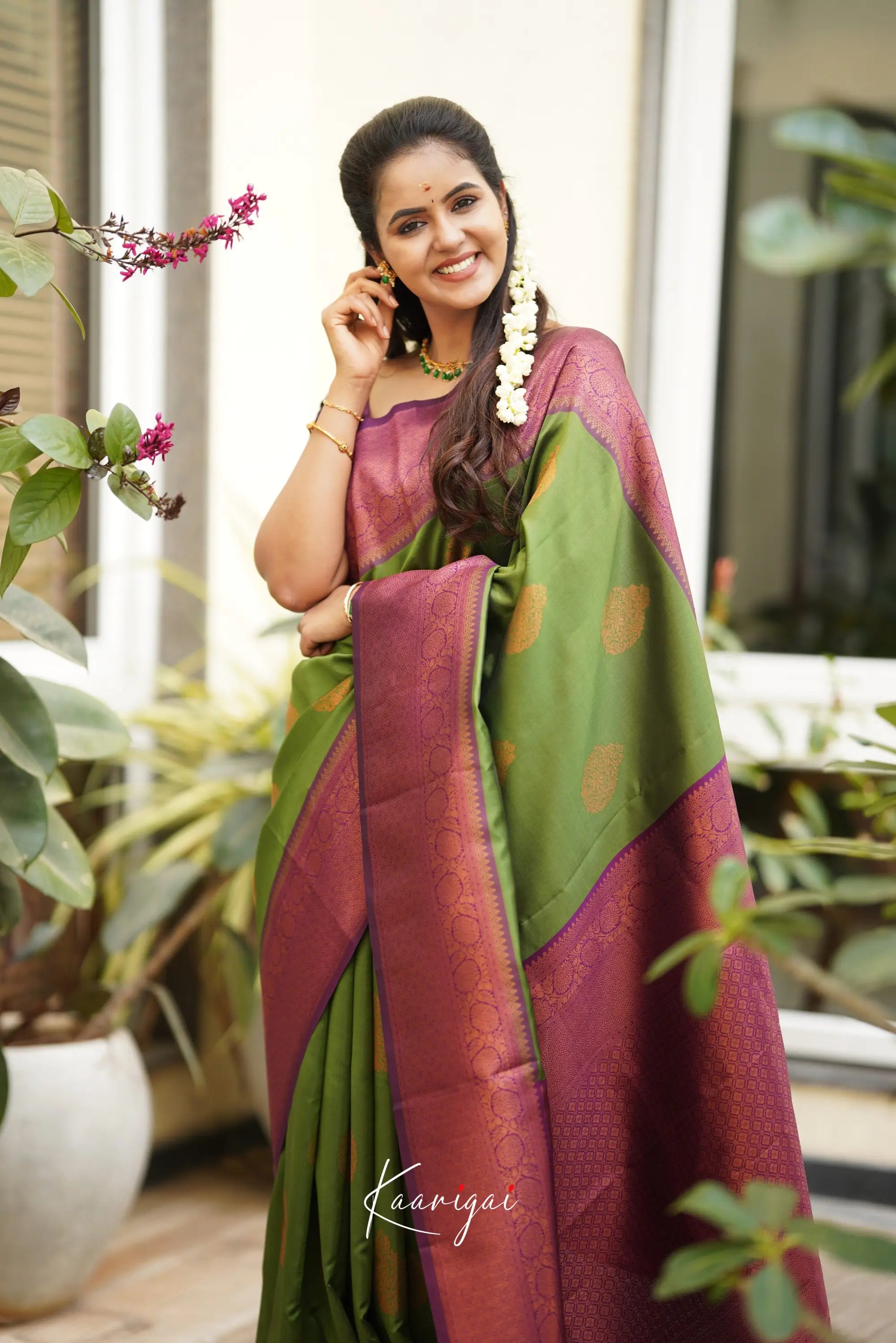 Sita - Parrot Green Semi Silk Saree Sarees