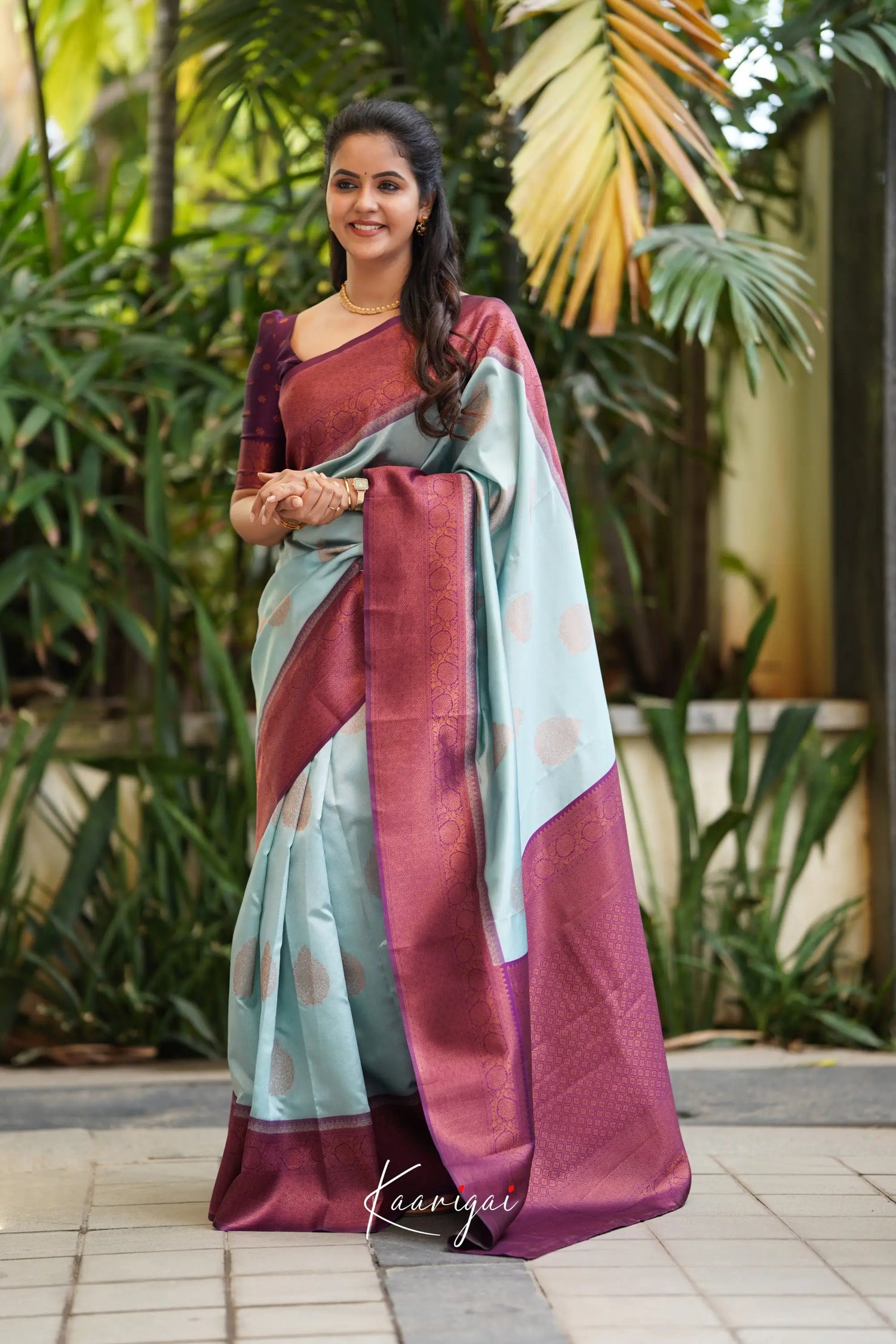 Sita - Pastel Blue Semi Silk Saree Sarees