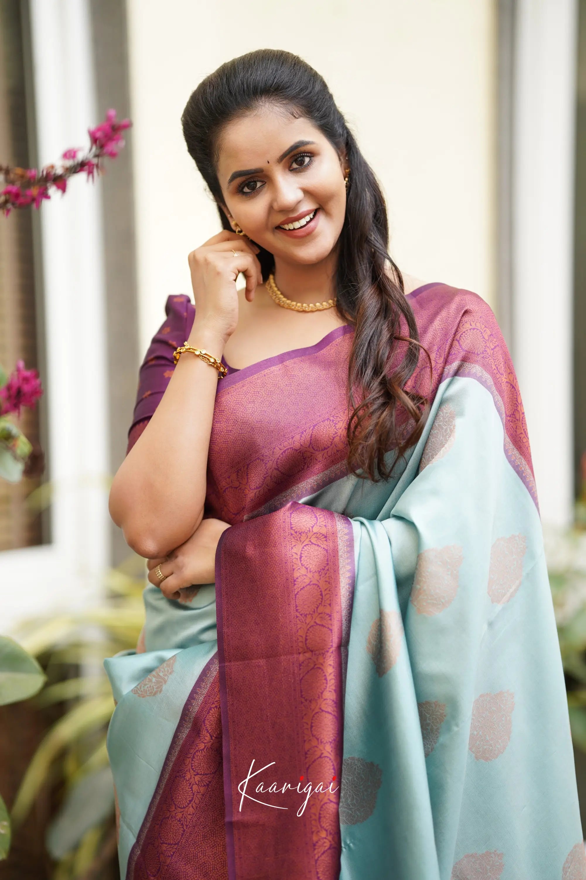 Sita - Pastel Blue Semi Silk Saree Sarees