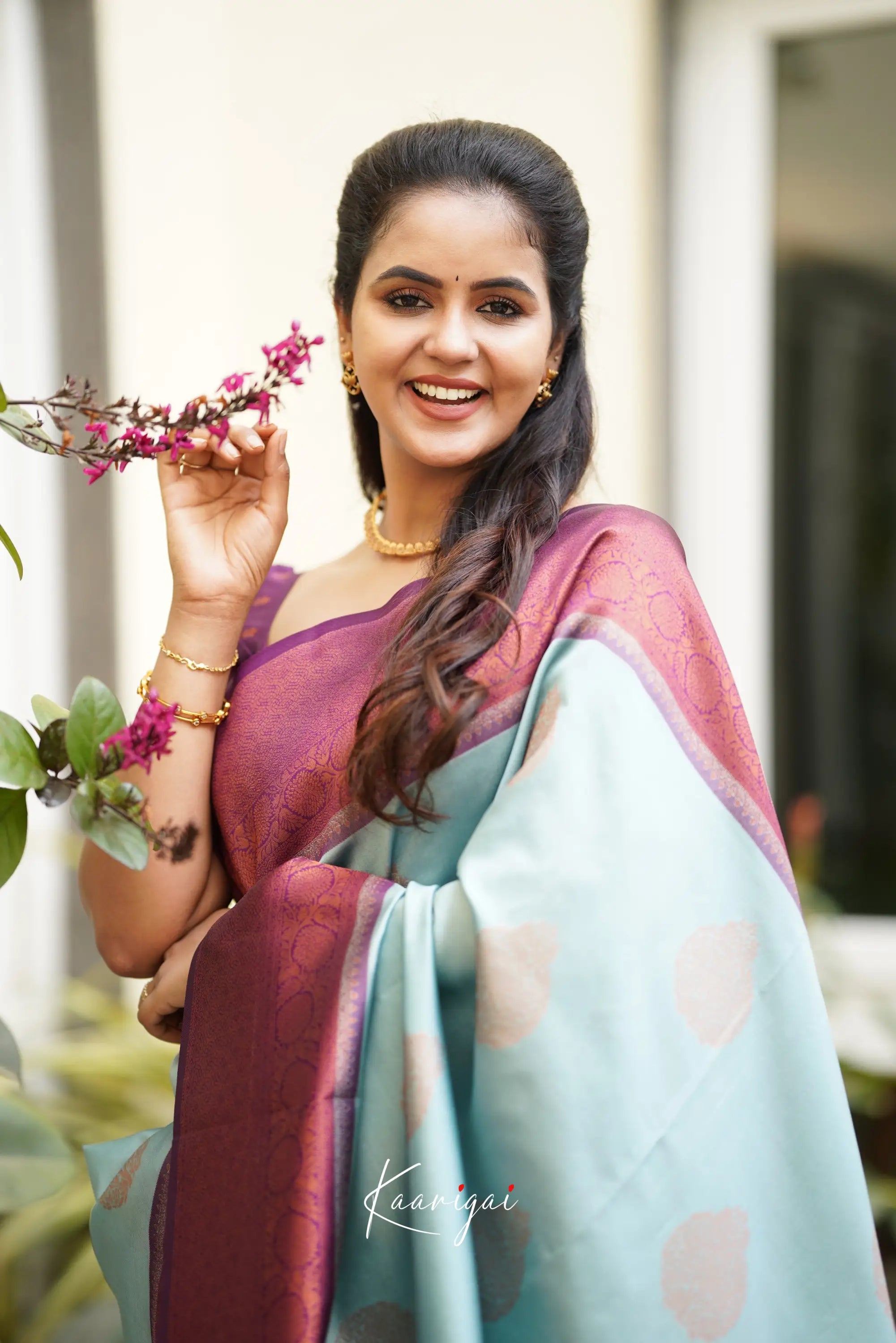 Sita - Pastel Blue Semi Silk Saree Sarees