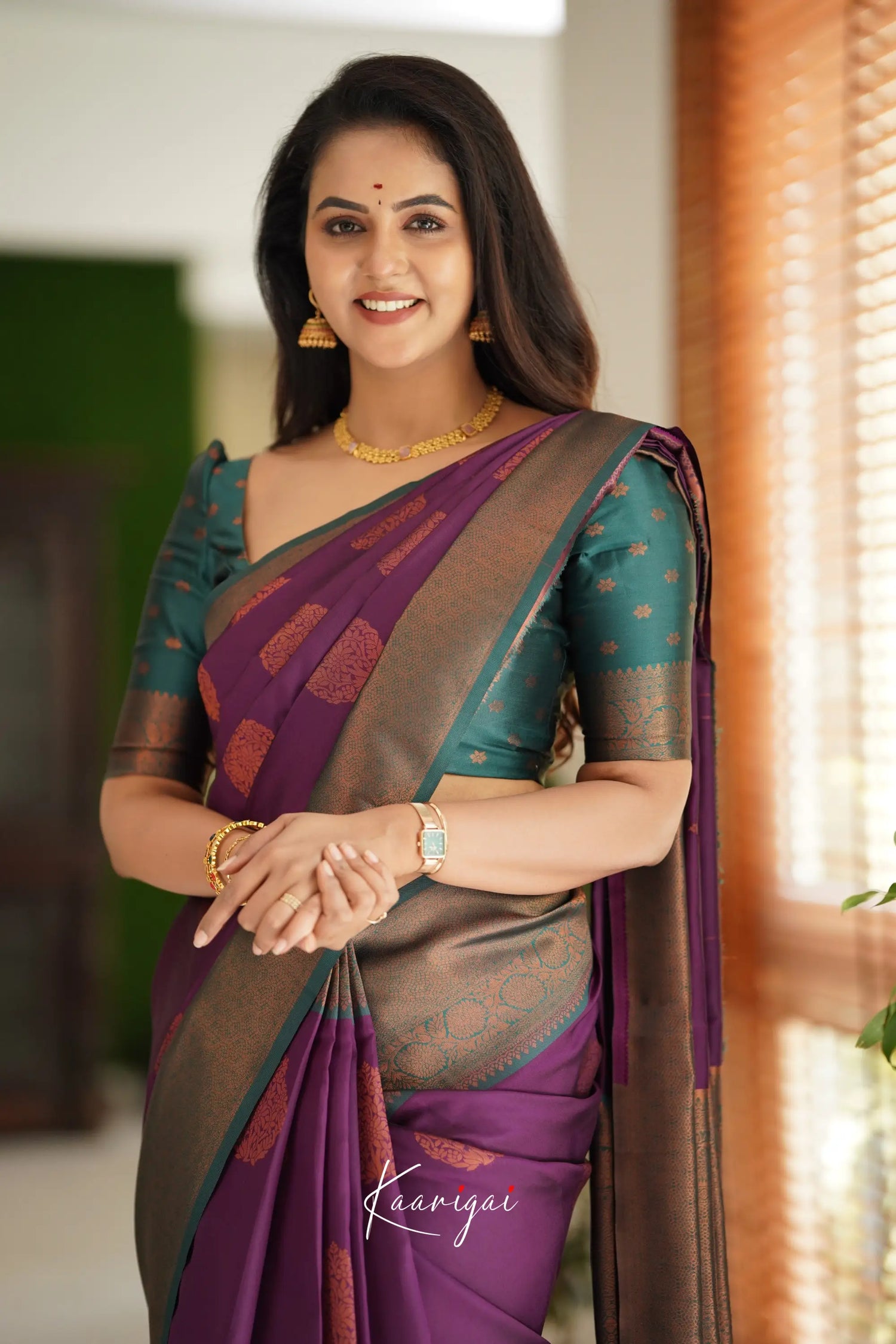 Sita - Purplish Magenta Semi Silk Saree Sarees