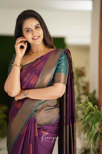 Sita - Purplish Magenta Semi Silk Saree Sarees