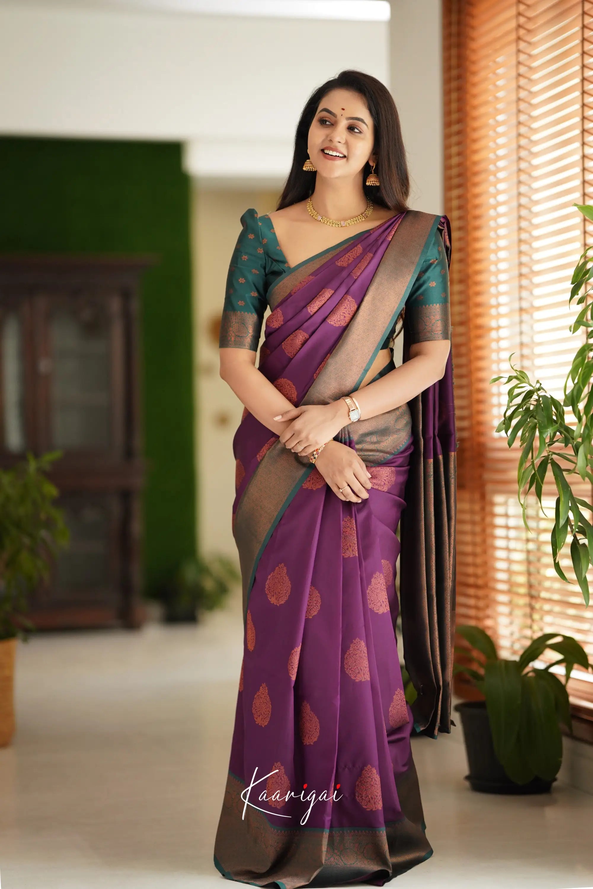 Sita - Purplish Magenta Semi Silk Saree Sarees