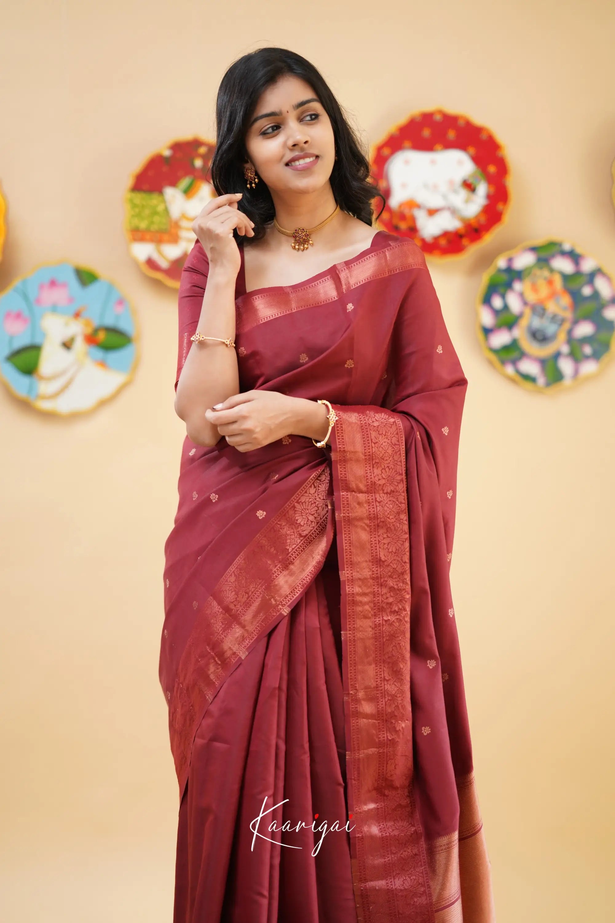 Sita - Reddish Maroon Semi Silk Saree Sarees