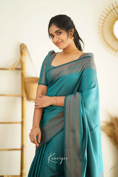 Sita - Teal Blue Semi Silk Saree Sarees