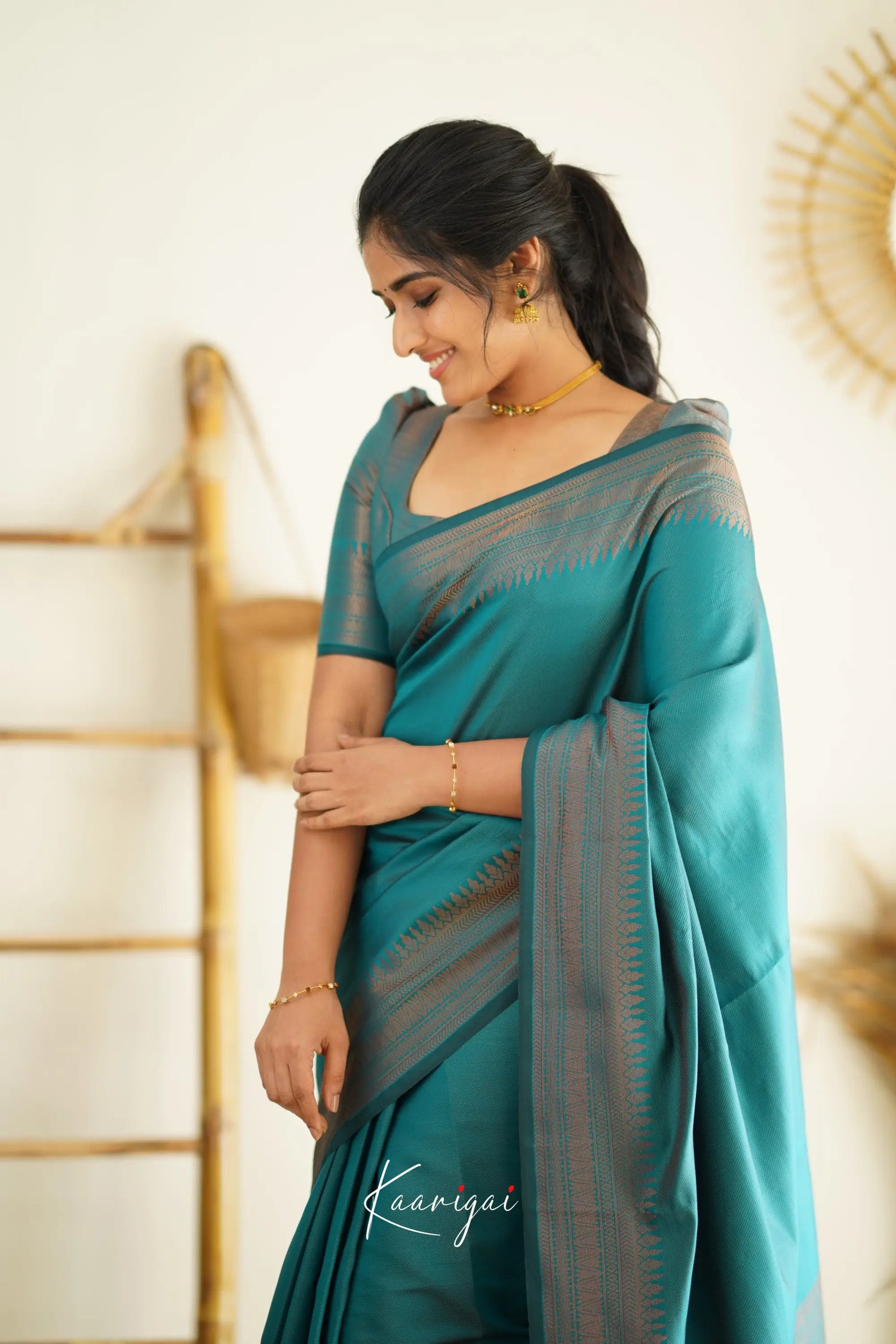 Sita - Teal Blue Semi Silk Saree Sarees