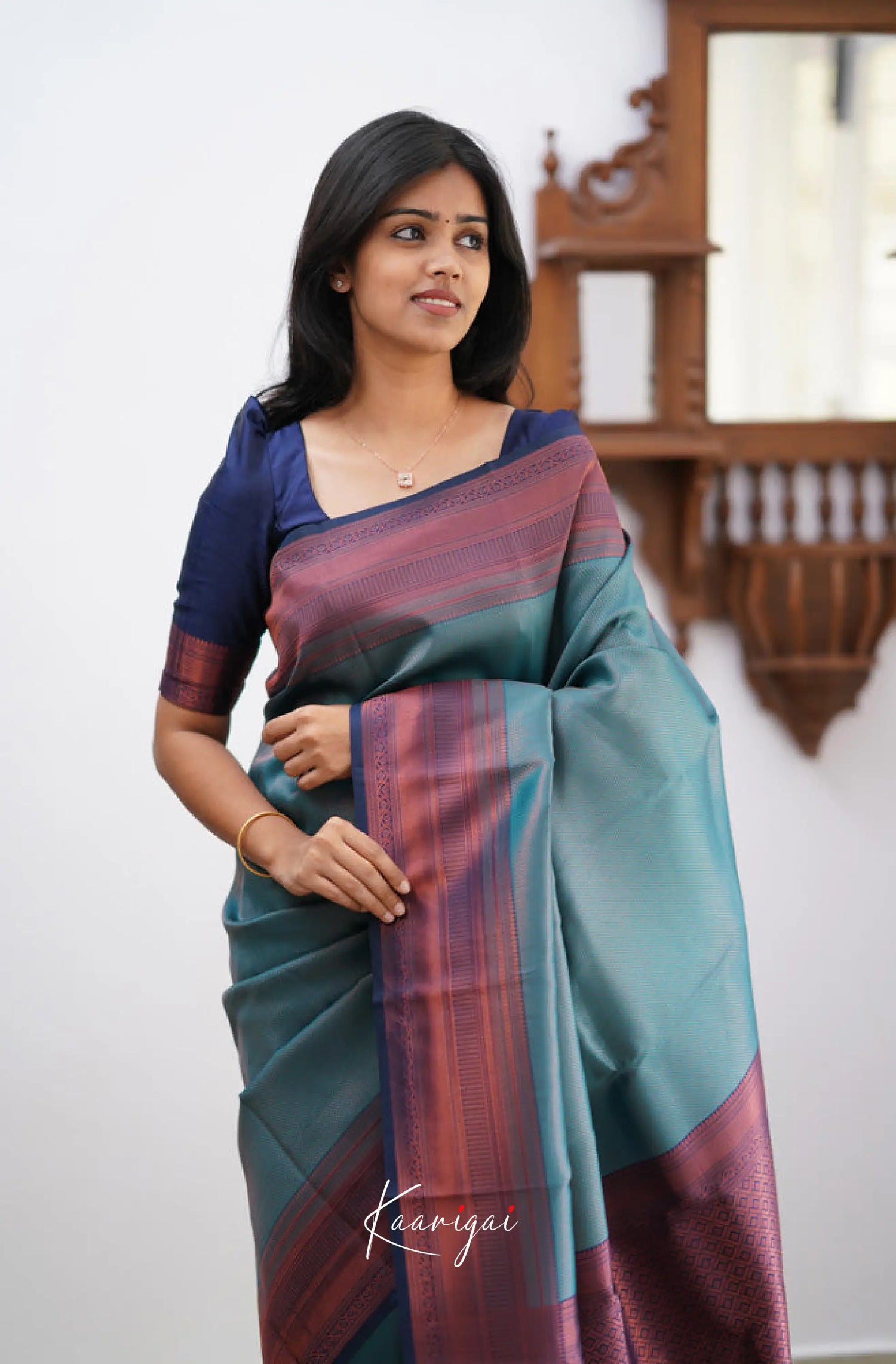 Sita - Teal Blue Semi Silk Saree Sarees