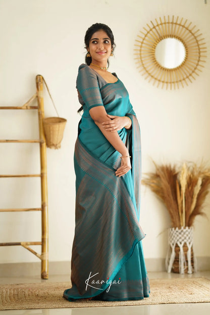 Sita - Teal Blue Semi Silk Saree Sarees