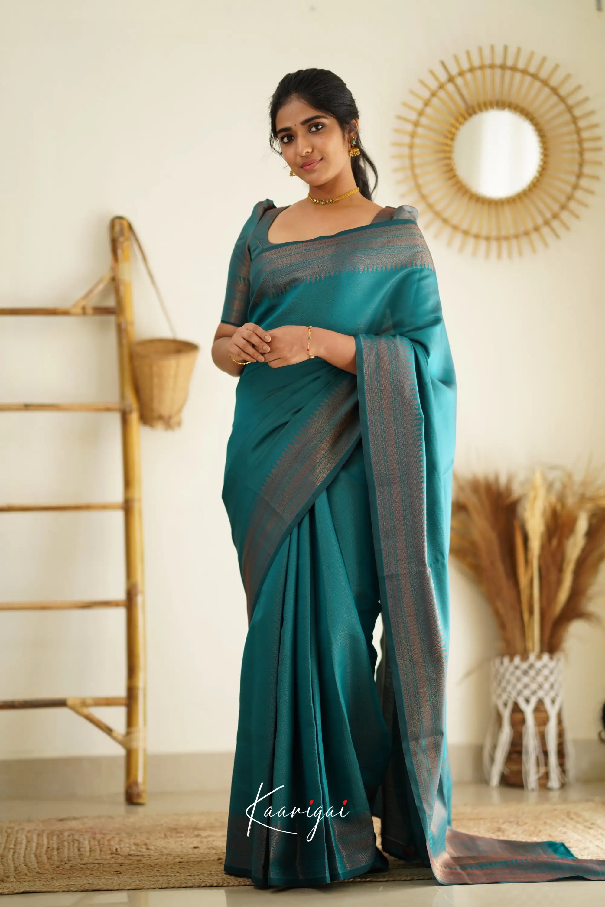 Weaving Linen Saree in Light green with Blouse - SR21206