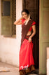 Sitara - Brown And Coral Orange Cotton Half Saree Sarees