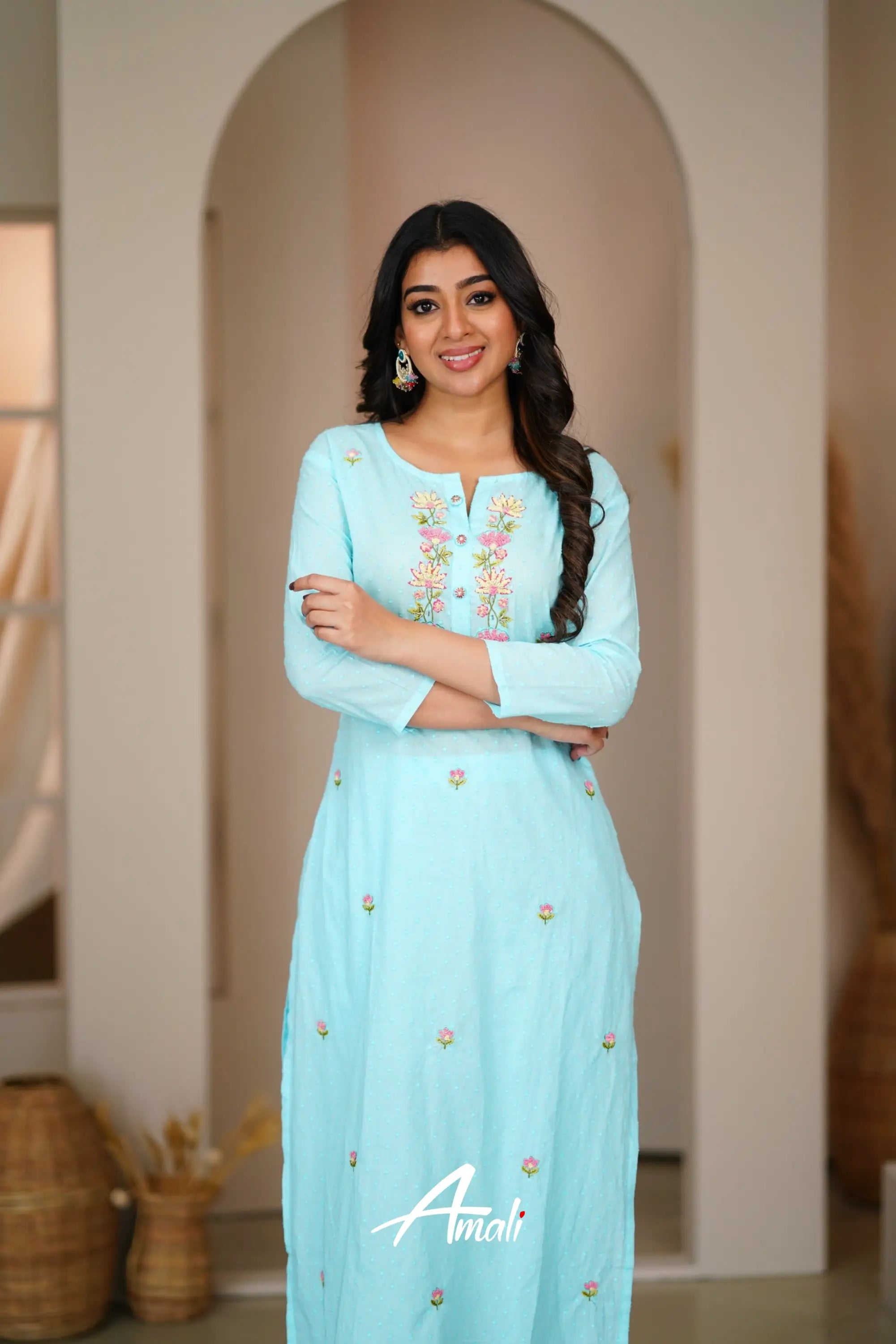 Sky Blue Cotton Salwar Anarkalis