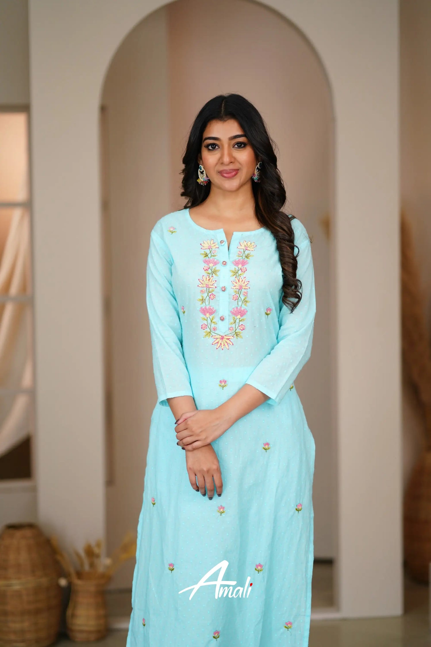 Sky Blue Cotton Salwar Anarkalis