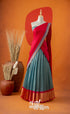 Sky Blue with Bright Pink Semi-Stitched Blended Silk Cotton Halfsaree Half Sarees