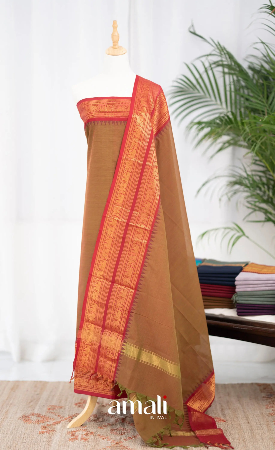 Swara Unstitched Salwar - Two tone Henna and Reddish Maroon salwar