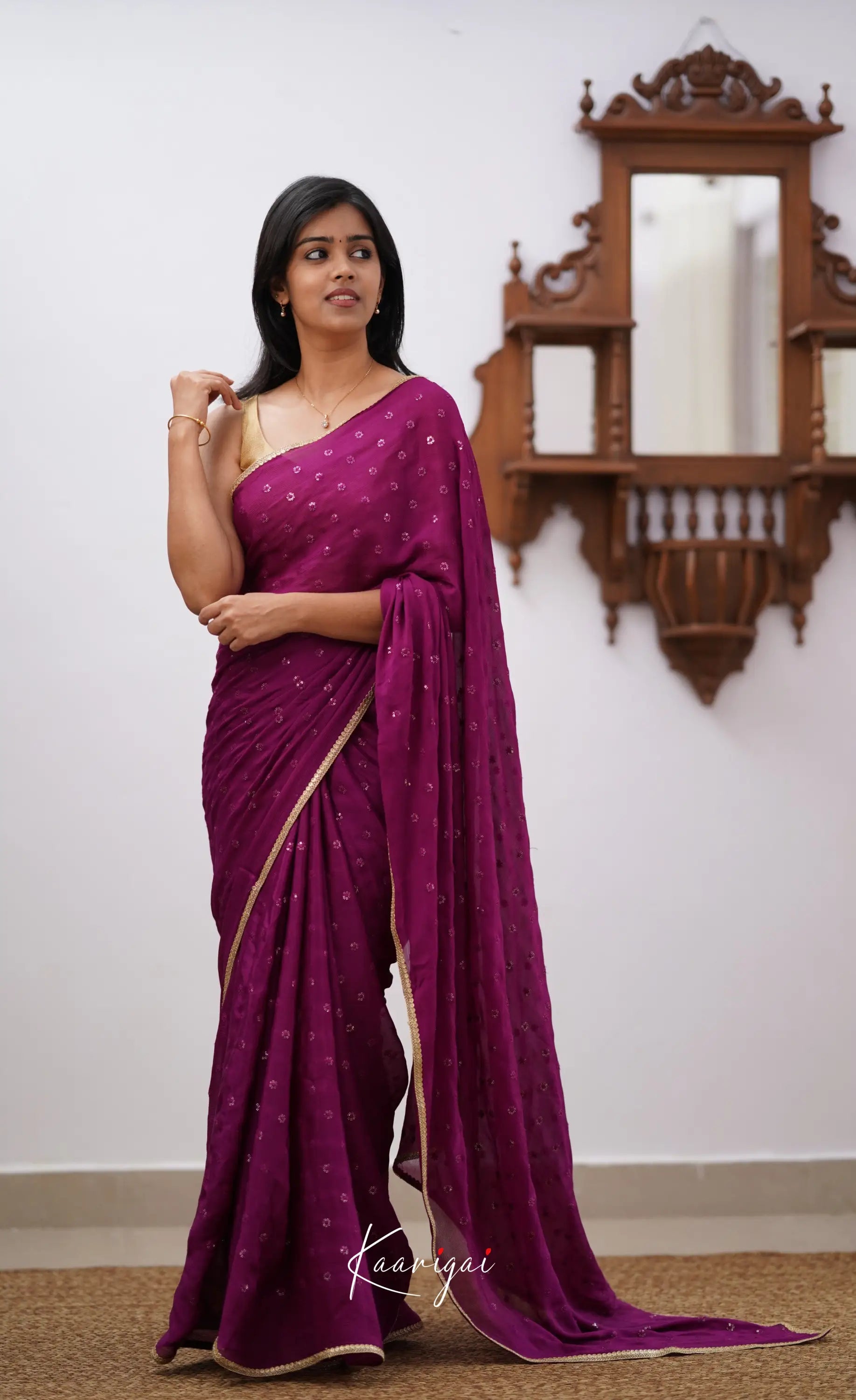 Tara- Magenta Chinnon Saree Sarees